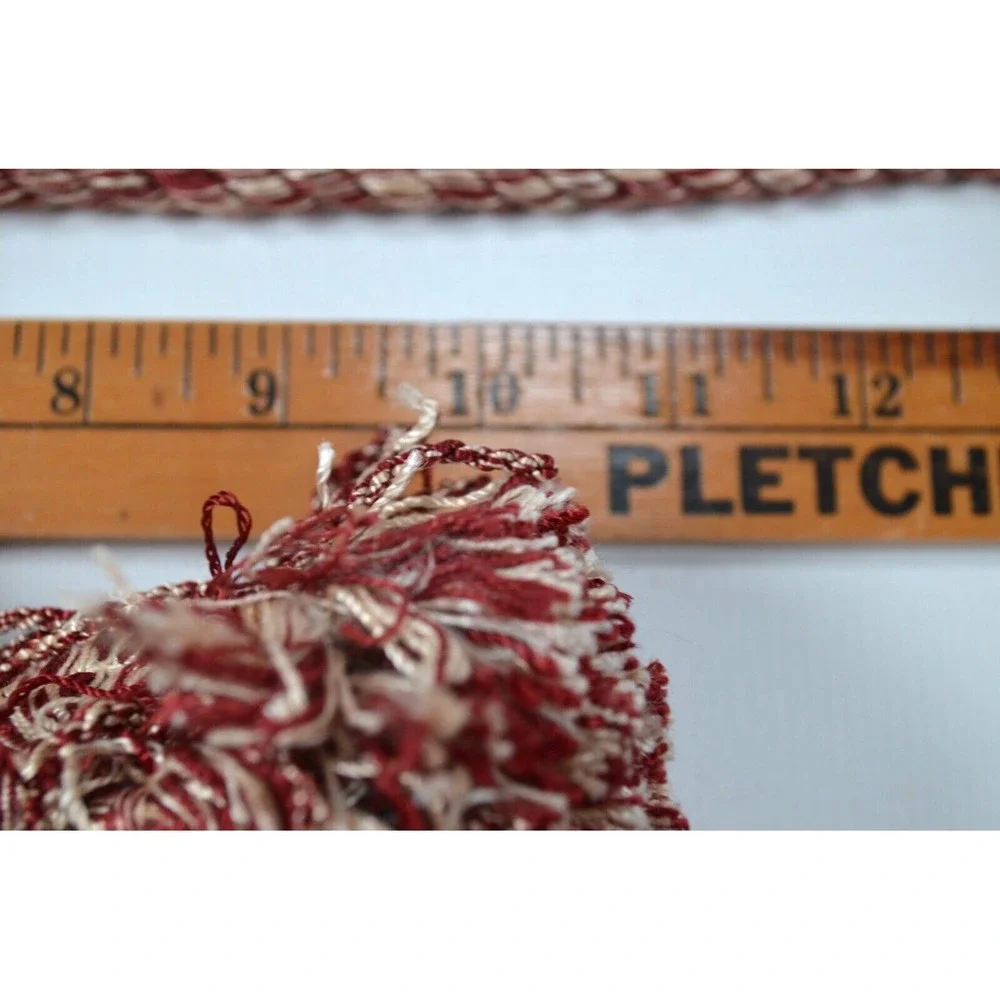 Lot of 4 Vintage Red & Ivory Drapery TieBacks Twisted Cord‎ Regency Shabby Chic